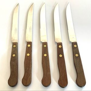 Burns MFG stainless serrated steak Knives vintage mcm